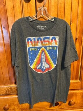 Fifth Sun NASA Graphic Tee - Dark Gray with Red, Orange, Yellow, Blue